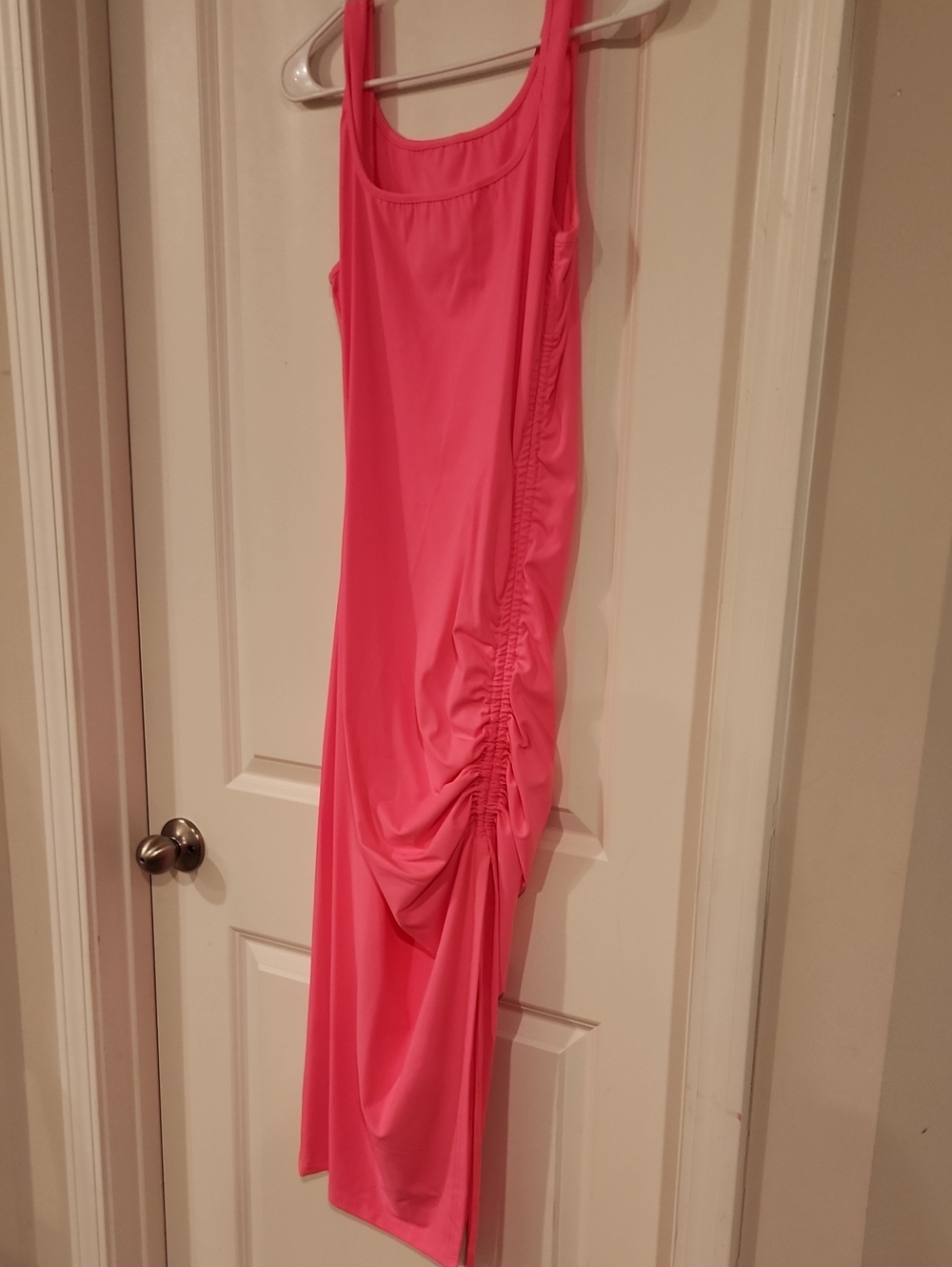 Pink Ruched Tank Dress
